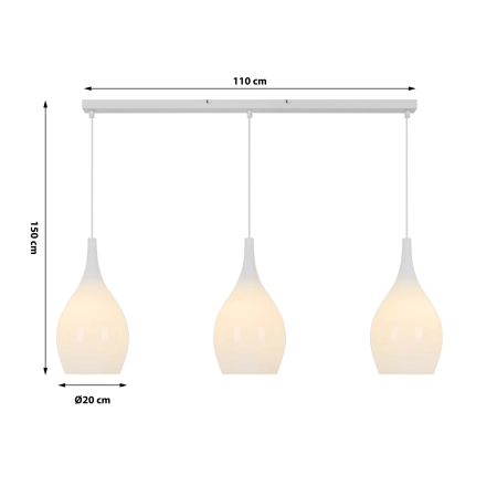 Liniowa lampa wisząca z białymi kloszami WF 7031-0306 z serii BLANCO