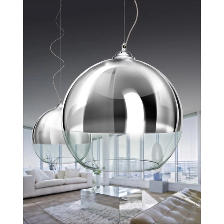 Elegancka lampa wisząca z kloszem kulką nad wyspę barową - AZ0732 Silver ball 35cm - 2