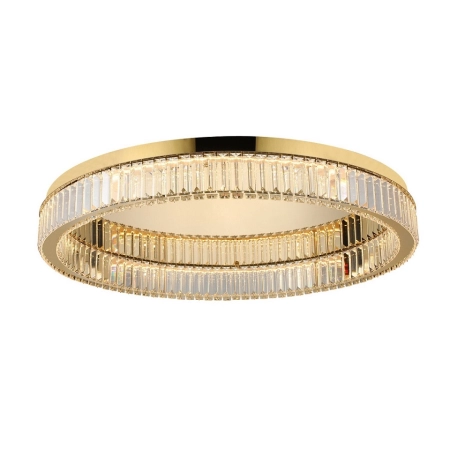 Złoty, kryształowy plafon LED do salonu ⌀80cm AZ5786 z serii SPARK DIMM