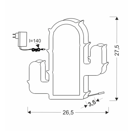 Lampka nocna zielony kaktus, do pokoju dziecka 41-10605 z serii CACTUS - wymiary