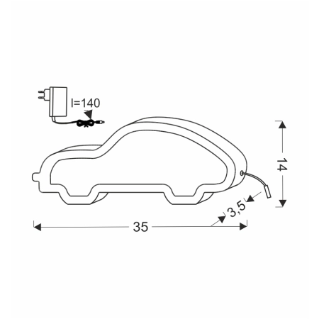Ozdobna lampka na szafkę obok łóżka dziecka 41-11695 z serii CAR - wymiary