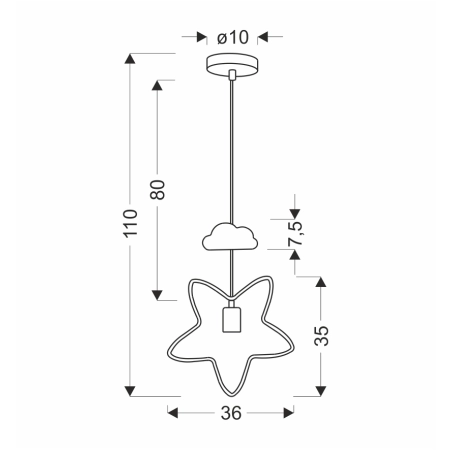 Dziecięca lampa wisząca na jedną żarówkę 31-12005 z serii STAR - wymiary