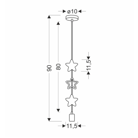 Lampa wisząca z gwiazdkami, do pokoju dziecka 31-12029 z serii STARS - wymiary
