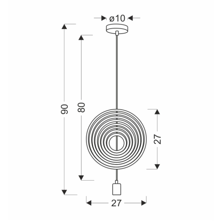 Ozdobna lampa wisząca do pokoju dziecięcego 31-12043 z serii HOOPS - wymiary