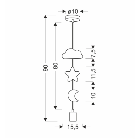 Nowoczesna lampa wisząca do pokoju dziecka 31-12081 z serii MOON - wymiary
