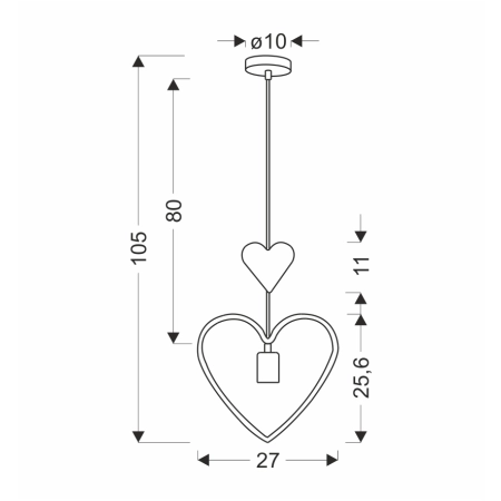 Dziecięca, pojedyncza lampa wisząca 31-12104 z serii SINGLE - wymiary