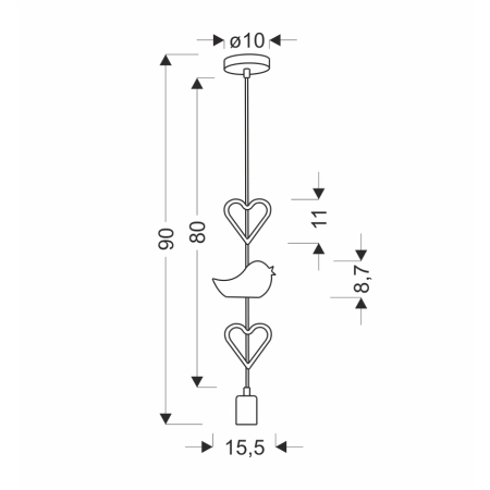 Minimalistyczna, dziecięca lampa wisząca 31-12111 z serii HEART - wymiary