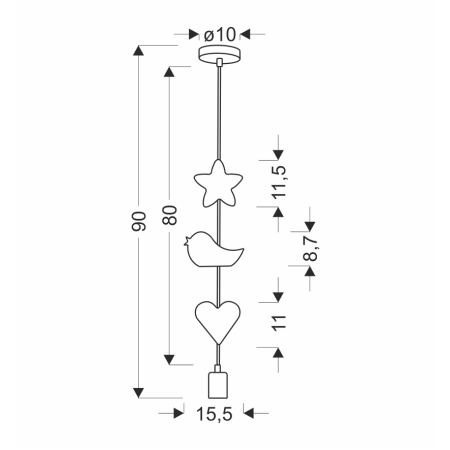 Pojedyncza lampa wisząca do pokoju dziecka 31-12128 z serii SINGLE - wymiary