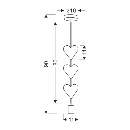 Kolorowa, dziecięca lampa wisząca 31-12142 z serii HEARTS - wymiary