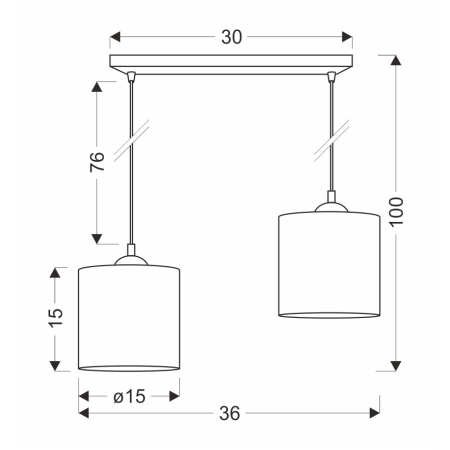 Dwupunktowa, rustykalna lampa wisząca nad stół 32-18328 z serii LEGNO - wymiary