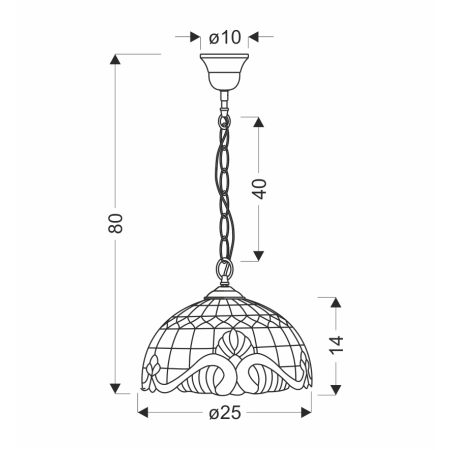 Efektowna lampa wisząca z witrażowym kloszem 31-20697 z serii MARSALA - wymiary