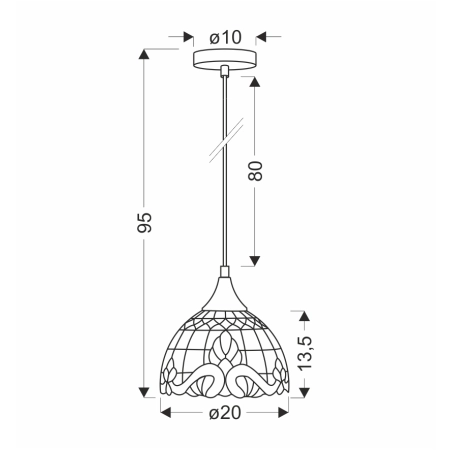 Witrażowa, dekoracyjna lampa wisząca 31-20703 z serii MARSALA - wymiary