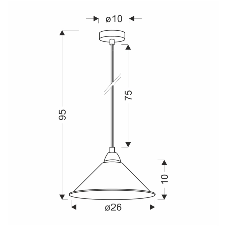 Lampa wisząca z białym, stożkowym kloszem 31-20710 z serii AVOLA - wymiary