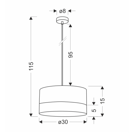 Lampa wisząca z dwukolorowym kloszem 31-21625 z serii PORTO - wymiary