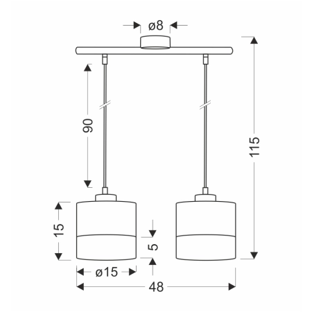 Podwójna lampa wisząca z klasycznymi abażurami 32-21632 z serii PORTO - wymiary