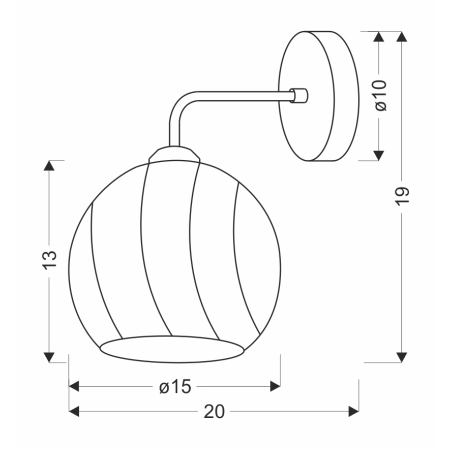 Uniwersalna, srebrna lampa ścienna 21-23827 z serii LARIX - wymiary