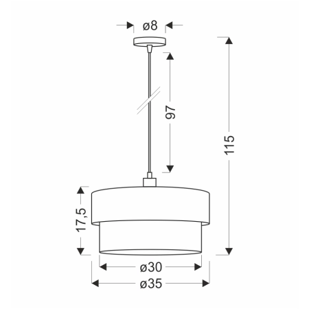 Lampa wisząca z oliwkowym abażurem 31-23858 z serii AREZZO - wymiary