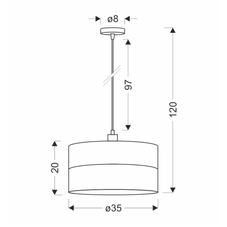 Abażurowa, pojedyncza lampa wisząca 31-24053 z serii GROSSETO - wymiary