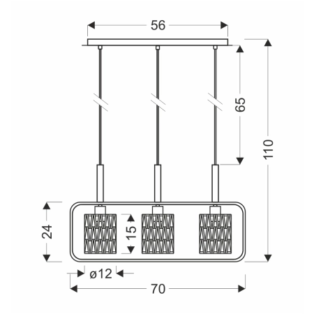 Lampa wisząca z plecionymi abażurami 33-26781 z serii CROWN - wymiary