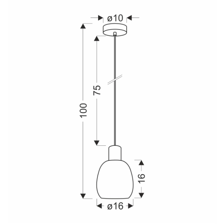 Lampa wisząca z małym, ciemnym kloszem 31-26941 z serii UDIN - wymiary