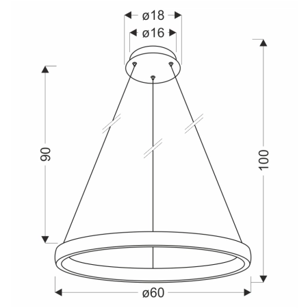 Złota, ledowa lampa wisząca obręcz 31-28440 z serii HASHIM - wymiary