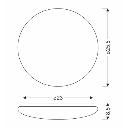 Plafon natynkowy z neutralnym światłem ⌀25,5cm 12-28785 z serii BELINA - wymiary