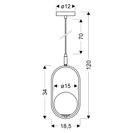 Lampa wisząca z kloszem w srebrnym zdobieniu 31-32065 z serii CORDEL - wymiary