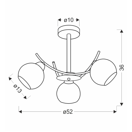 Uniwersalna lampa sufitowa z kloszami 33-34991 z serii AMOS - wymiary