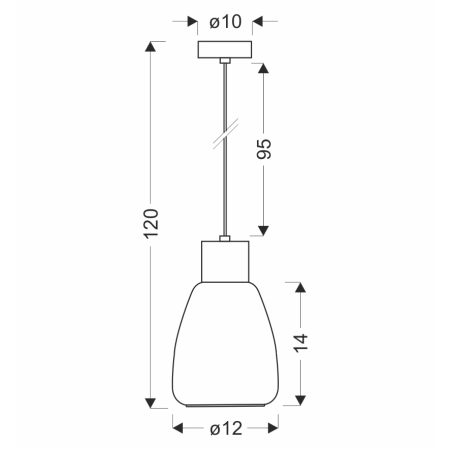 Smukła lampa wisząca ze szklanym kloszem 31-35066 z serii MOLDO - wymiary