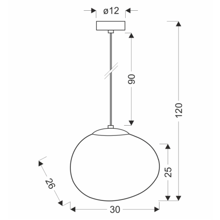 Designerska lampa wisząca, nieregularny klosz 31-35141 z serii STONES - wymiary