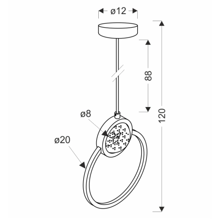 Geometryczna lampa wisząca z obręczą 31-35592 z serii LACRIMA - wymiary