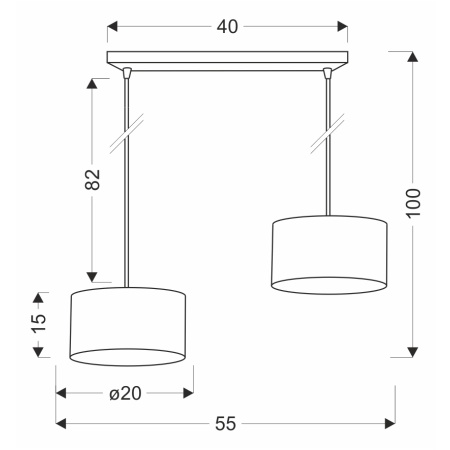 Lampa wisząca z nietuzinkowymi abażurami 32-37589 z serii PANDY - wymiary