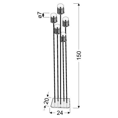 Lampa podłogowa 54-02818 z serii LUXOR - wymiary