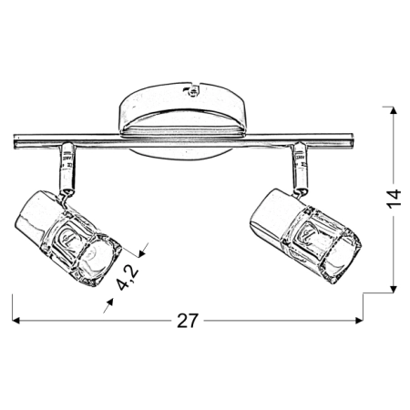 DIAMENT LAMPA SUFITOWA LISTWA 2X40W G9 - wymiary