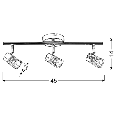 DIAMENT LAMPA SUFITOWA LISTWA 3X40W G9 - wymiary