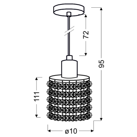 ROYAL LAMPA WISZĄCA 1X40W G9 CHROM+KRYSZTAŁKI - wymiary