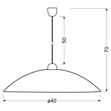 MALIBU 40 LAMPA WISZĄCA 1X60W E27 BIAŁY - wymiary