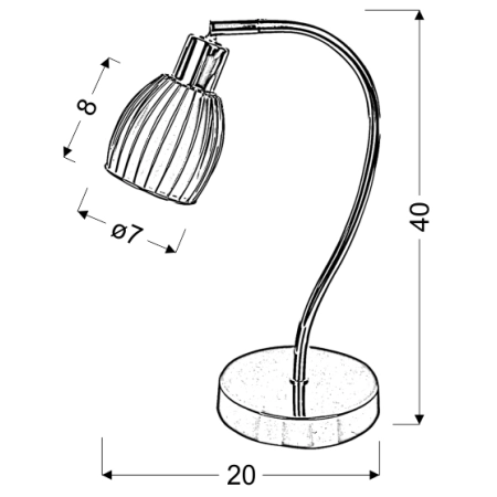 ZEFIRO LAMPA GABINETOWA 1X40W E14 - wymiary