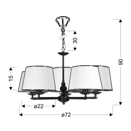 Klasyczny żyrandol do eleganckiego salonu 35-99429 z serii GRAND - wymiary