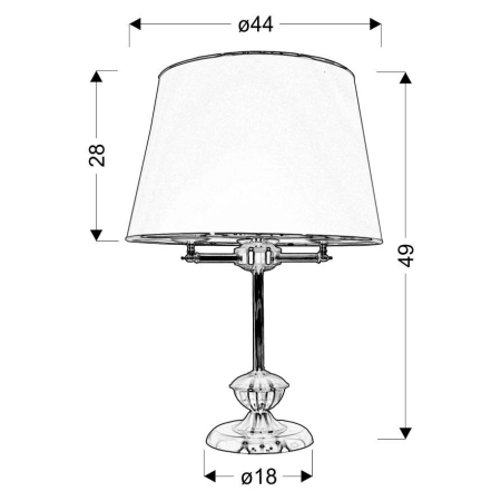 Lampka stołowa w kolorze patynowym 41-99436 z serii GRAND - wymiary