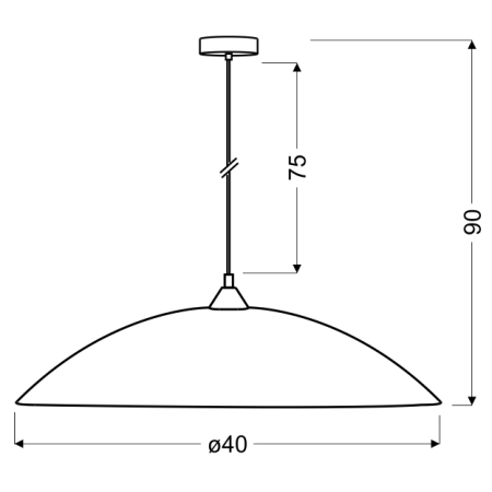 Lampa wisząca z szerokim kloszem w stylu retro 31-09135 z serii REGA - wymiary