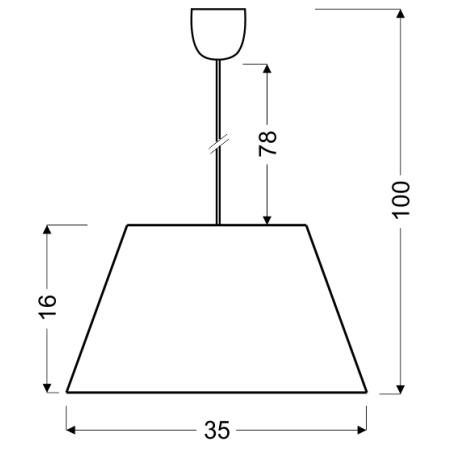 Szara lampa wisząca ze stożkowym abażurem 31-10001 z serii STANDARD - wymiary