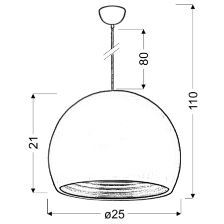 PICTOR LAMPA WISZĄCA 25 1X60W E27 POMARAŃCZOWY - wymiary