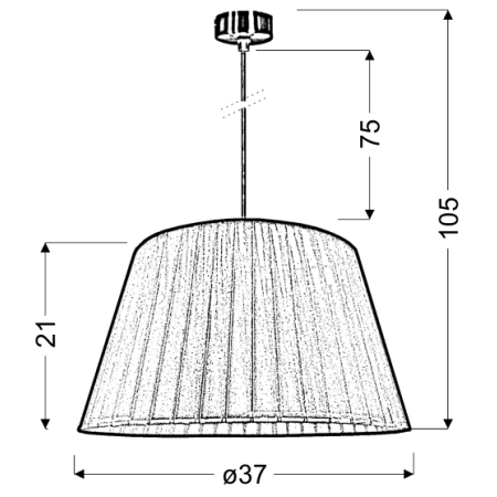 Lampa wisząca z zielonym abażurem z organzy 31-27153 z serii TIZIANO - wymiary