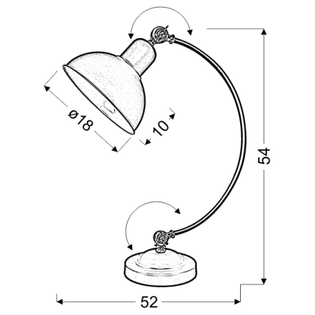 lampka biurkowa 41-27931 z serii OLD - wymiary