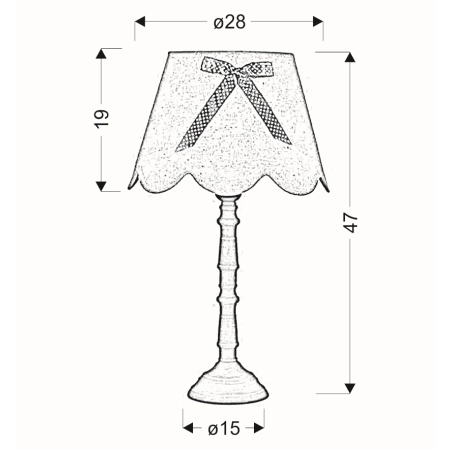 lampka stołowa / nocna 41-28365 z serii VIBU - wymiary