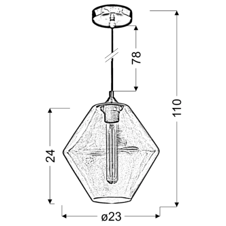 Bursztynowa lampa wisząca z żarówką E27 31-36636 z serii BREMEN - wymiary