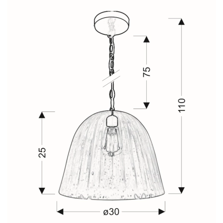 Lampa wisząca z ozdobnym, bezbarwnym kloszem 31-51257 z serii VASE - wymiary