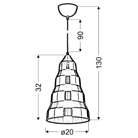 Industrialna lampa wisząca do stylowej kuchni 31-58584 z serii VESUVIO - wymiary