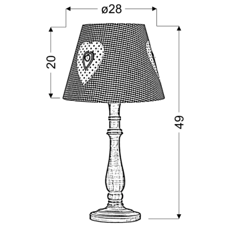 lampka stołowa / nocna 41-64196 z serii SWEET - wymiary